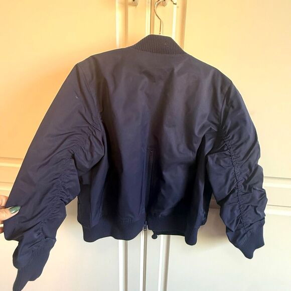 NWT Stella McCartney Girls Blue Embroidered Palm Tree Bomber Jacket in Navy blue - Picture 8 of 8